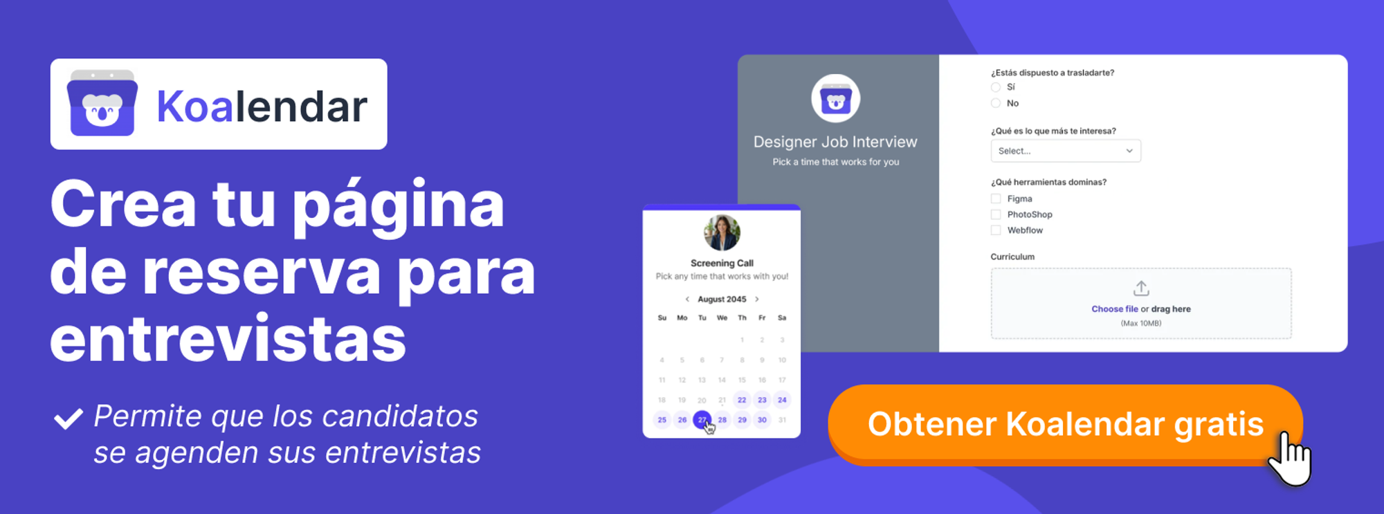 crea tu pagina de reservas para entrevistas con koalendar